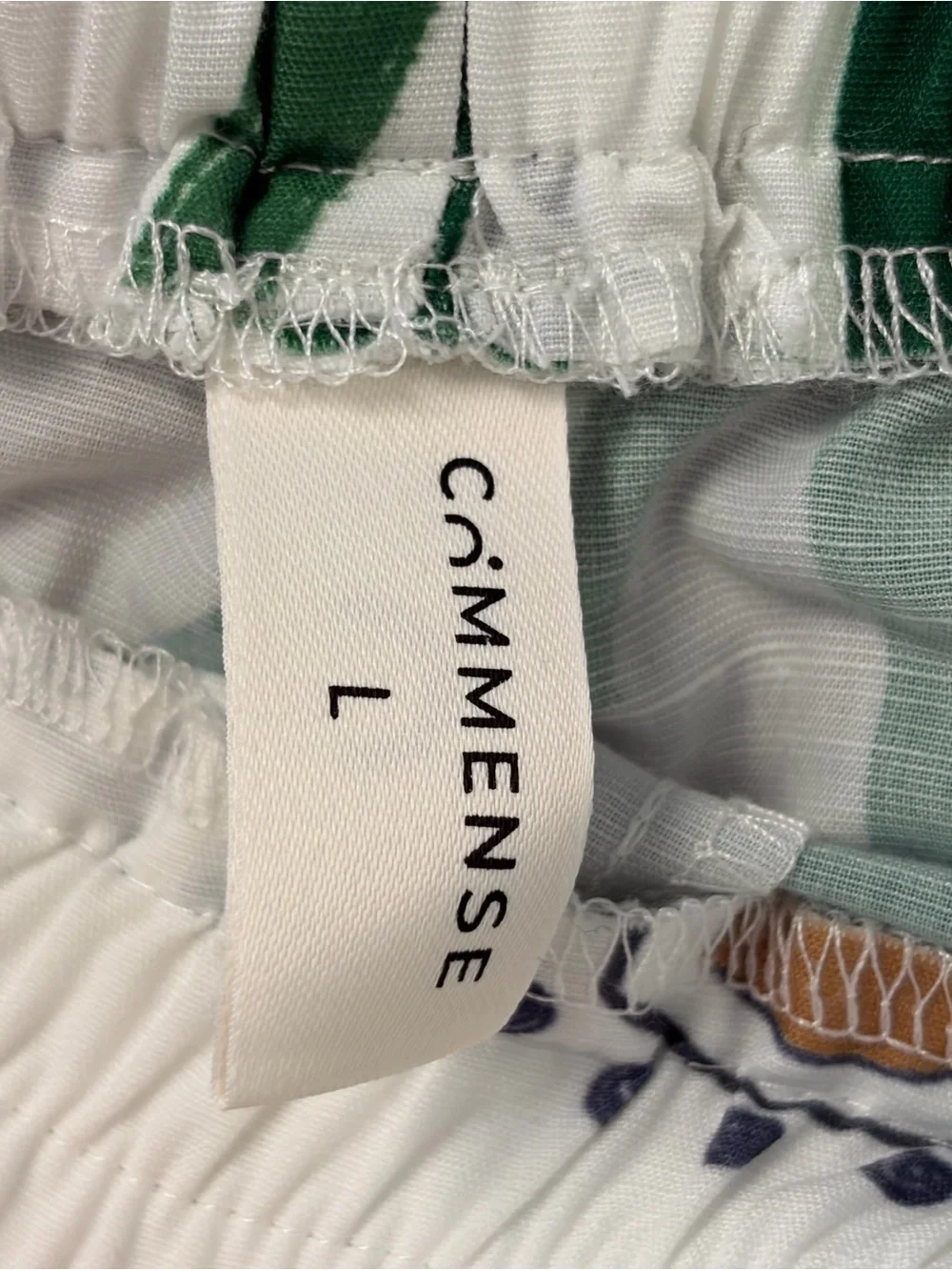Commense Print Drawstring Relaxed Summer Linen Blend Shorts Size Large